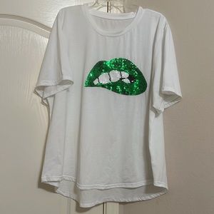 Shein Plus Dip Hem Lip Sequin Tee Size 4XL